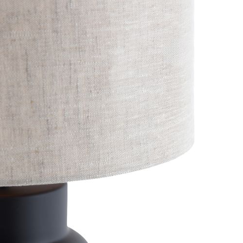 Lampe De Table Design Noire Avec Abat-jour En Tissu Gris Clair 35 Cm - Alisia