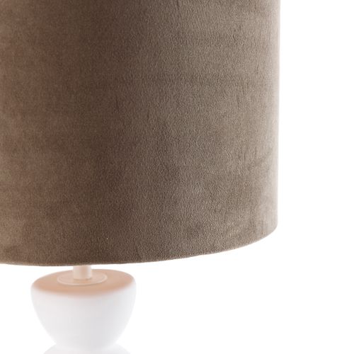 Lampe De Table Design Abat-jour En Velours Blanc Taupe Avec Or 25 Cm - Alisia