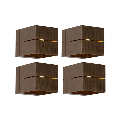 Ensemble De 4 Appliques Murales Intelligentes Bronze Foncé 9,7 Cm Avec Wifi G9 - Transfer Groove