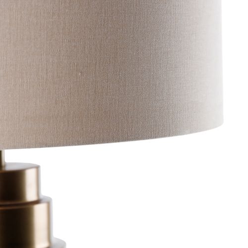Lampe De Table En Bronze Avec Abat-jour En Tissu Marron Clair 50 Cm - Bruut