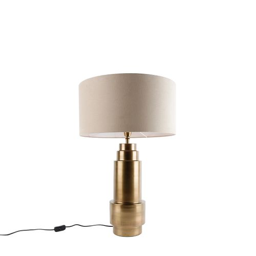 Lampe De Table En Bronze Avec Abat-jour En Tissu Marron Clair 50 Cm - Bruut