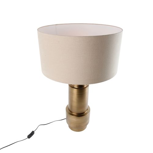 Lampe De Table En Bronze Avec Abat-jour En Tissu Marron Clair 50 Cm - Bruut