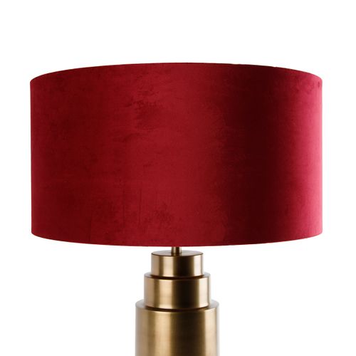 Lampe De Table Bronze Avec Abat-jour En Velours Rouge Et Or 50 Cm - Bruut