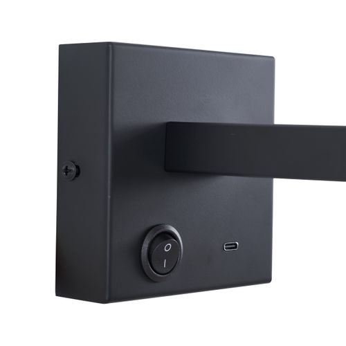 Applique Murale Moderne Noire Avec USB-c Inclinable - Rex