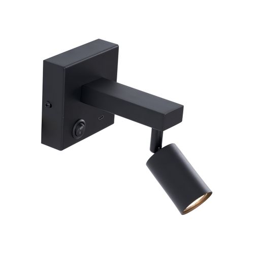 Applique Murale Moderne Noire Avec USB-c Inclinable - Rex