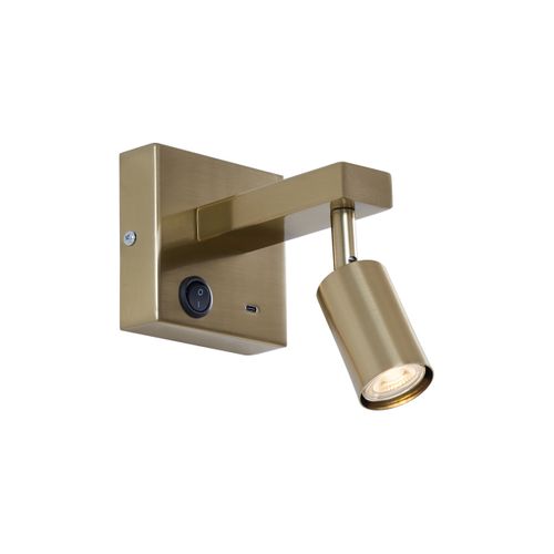 Applique Murale Moderne Dorée Avec USB-c Inclinable - Rex