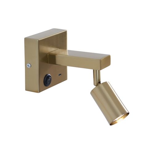 Applique Murale Moderne Dorée Avec USB-c Inclinable - Rex