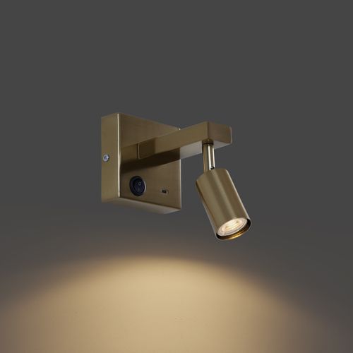 Applique Murale Moderne Dorée Avec USB-c Inclinable - Rex