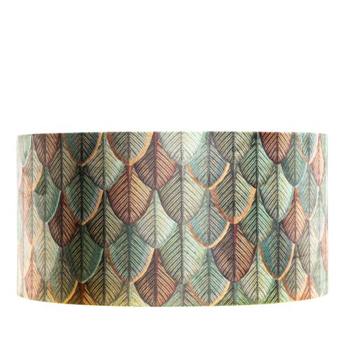 Abat-jour En Velours, Motif Feuilles, Intérieur Doré 50/50/25