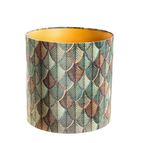 Abat-jour En Velours Avec Motif Feuilles Et Intérieur Doré 40/40/40