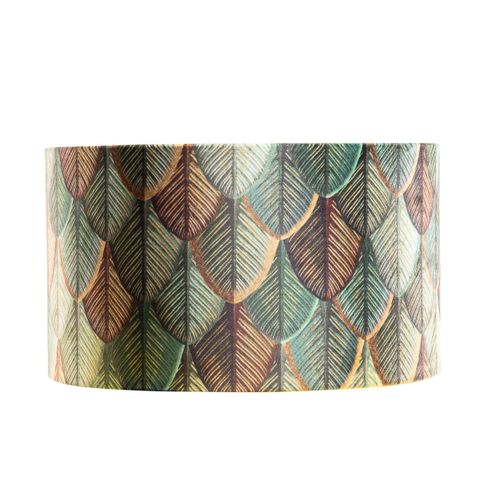 Abat-jour En Velours Motif Feuilles Avec Intérieur Doré 35/35/20