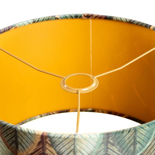 Abat-jour En Velours Motif Feuilles Avec Intérieur Doré 35/35/20