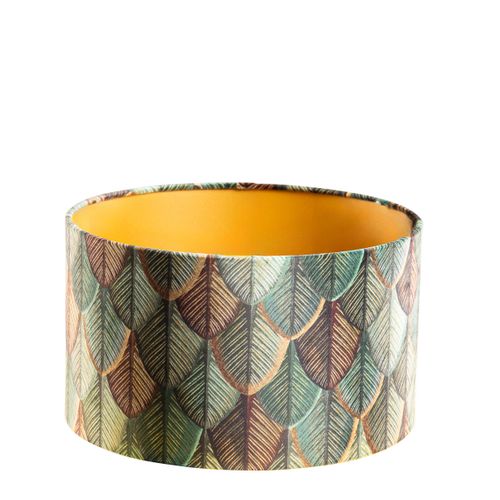 Abat-jour En Velours Motif Feuilles Avec Intérieur Doré 35/35/20