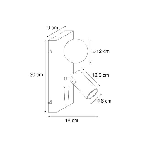 Applique Murale Moderne En Laiton 2 Lumières Réglable Avec Port USB-c - Lesly