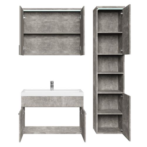 Meuble De Salle De Bain De Paso 80 X 40 Cm Lavabo Beton Gris – Armoire De Rangement Meuble Lavabo