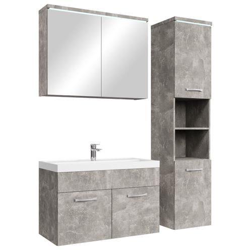 Meuble De Salle De Bain De Paso 80 X 40 Cm Lavabo Beton Gris – Armoire De Rangement Meuble Lavabo