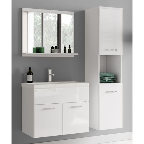 Meuble De Salle De Bain Montreal 60 Cm Lavabo Blanc Brillant Armoire De Rangement Meuble Lavabo