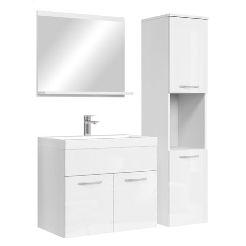 Meuble De Salle De Bain Montreal 60 Cm Lavabo Blanc Brillant Armoire De Rangement Meuble Lavabo