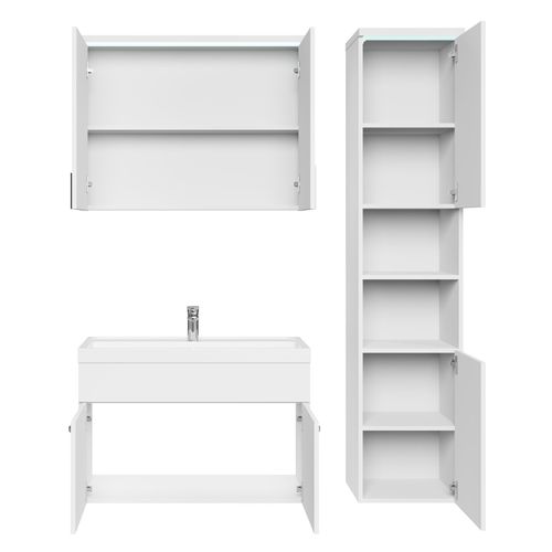 Meuble De Salle De Bain De Paso 80 X 40 Cm Lavabo Blanc Brillant – Armoire De Rangement Meuble