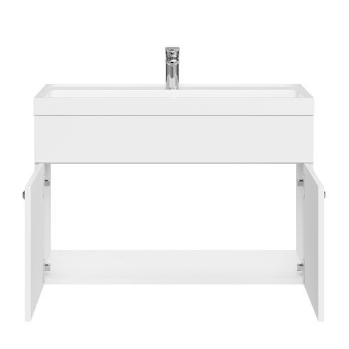 Meuble De Salle De Bain Paso 01 80 X 40 Cm Lavabo Blanc Brillant – Armoire De Rangement