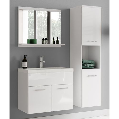 Meuble Vasque Montreal 60 Cm Avec Lavabo Et Miroir - Blanc Brillant