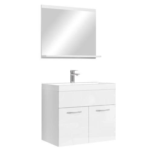 Meuble Vasque Montreal 60 Cm Avec Lavabo Et Miroir - Blanc Brillant