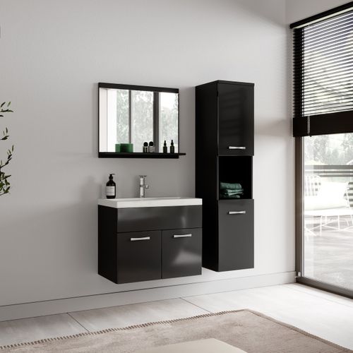 Colonne Montreal Hauteur 131 Cm Noir Brillant