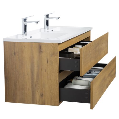 Meuble De Salle De Bain Angela 120 Cm Lavabo Chene – Armoire De Rangement Meuble Lavabo