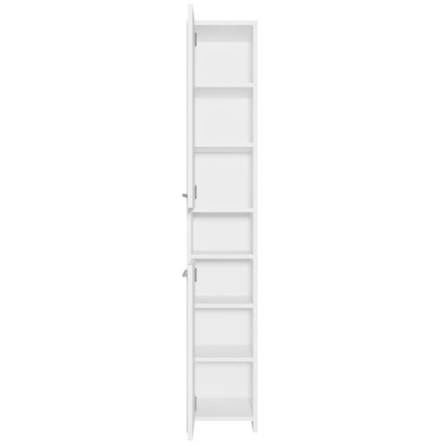 Meuble Colonne Nemo 32 X 29 X 190 Cm – Blanc Brillant – Meuble Sur Pieds Avec Deux Portes Et Six