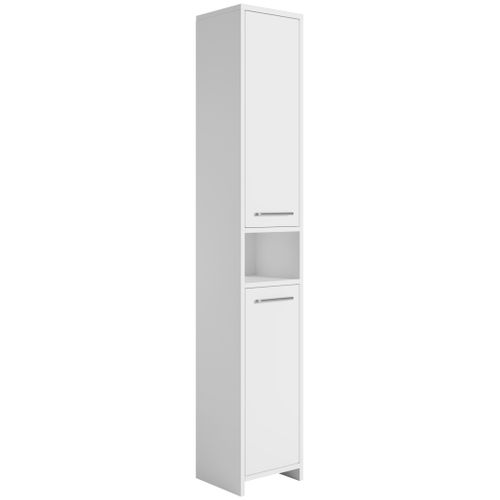 Meuble Colonne Nemo 32 X 29 X 190 Cm – Blanc Brillant – Meuble Sur Pieds Avec Deux Portes Et Six