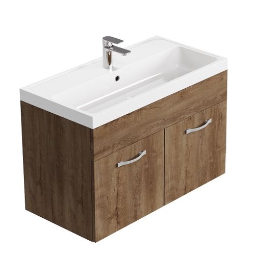 Meuble De Salle De Bain Paso 01 80 X 40 Cm Lavabo Chene Marron – Armoire De Rangement