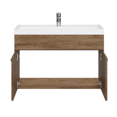 Meuble De Salle De Bain Paso 01 80 X 40 Cm Lavabo Chene Marron – Armoire De Rangement