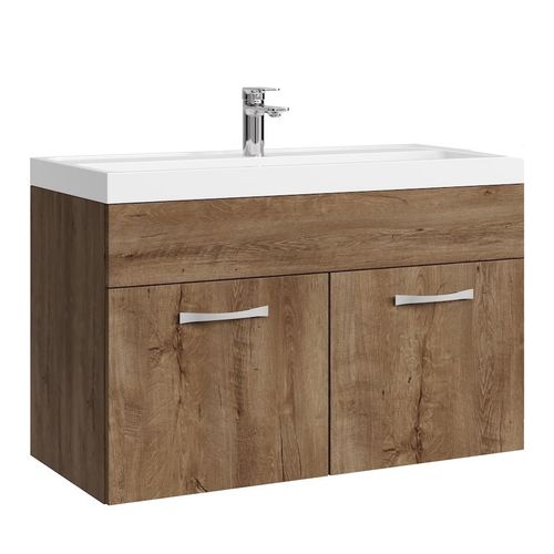 Meuble De Salle De Bain Paso 01 80 X 40 Cm Lavabo Chene Marron – Armoire De Rangement
