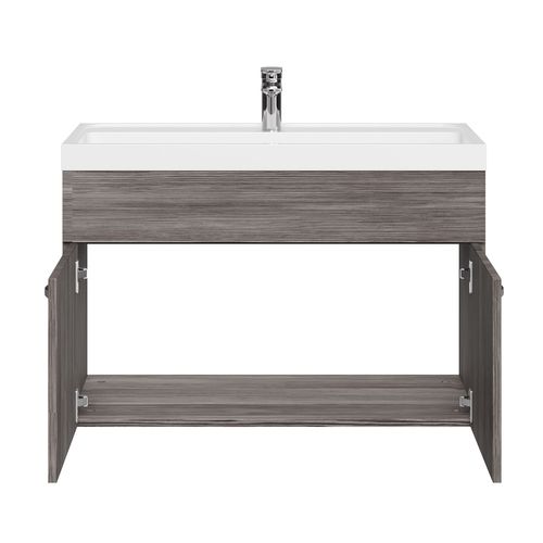 Meuble De Salle De Bain Paso 01 80 X 40 Cm Lavabo Chene Gris – Armoire De Rangement