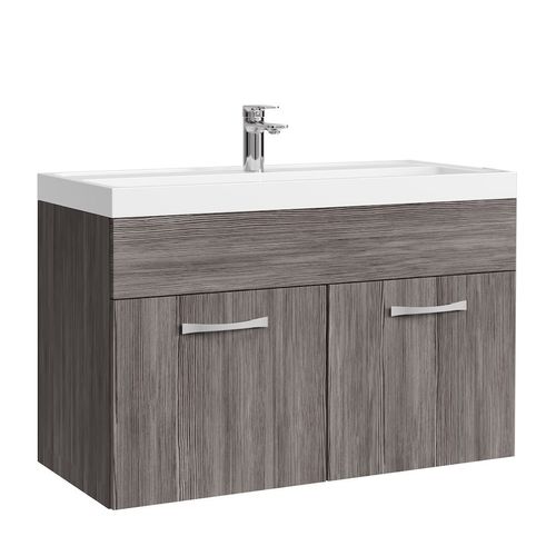 Meuble De Salle De Bain Paso 01 80 X 40 Cm Lavabo Chene Gris – Armoire De Rangement