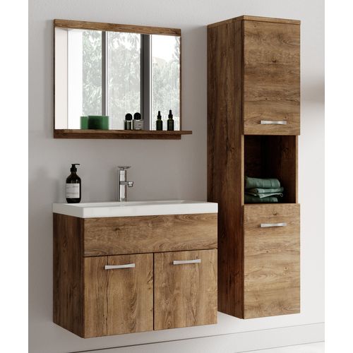 Meuble De Salle De Bain Montreal 60 Cm Lavabo Chene Marron   Armoire De Rangement Meuble Lavabo