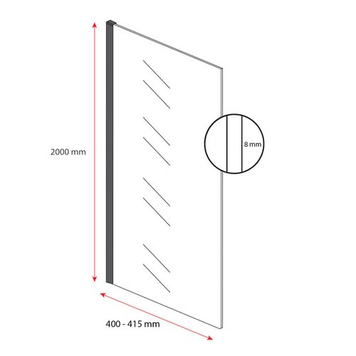 Paroi De Douche Florida - 40 X 200 Cm - Chrome