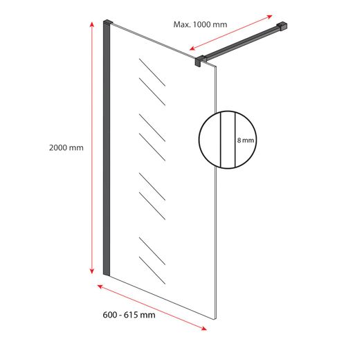 Paroi De Douche Florida - 60 X 200 Cm - Chrome