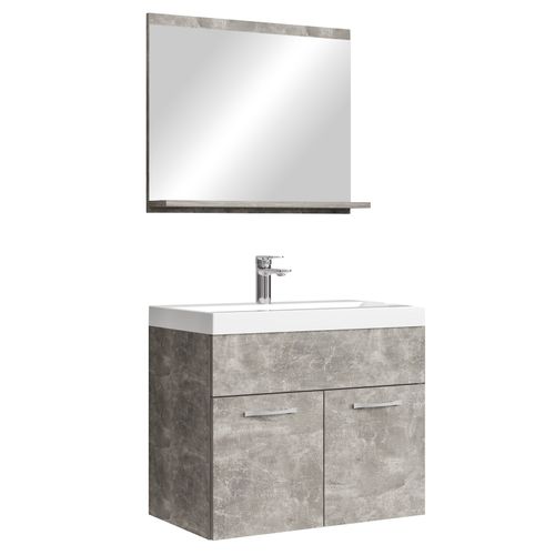Meuble Vasque Montreal 60 Cm Avec Lavabo Et Miroir - Béton Gris