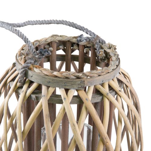 Lanterne Rotin Panier Décoration Chandelier De Jardin Porte-bougie Verre Ø 26 Cm