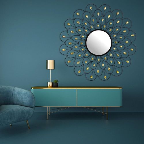 Miroir Rond Déco Paon 90 Cm