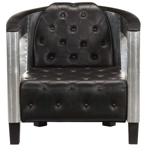 Fauteuil En Style D'aviation Noir Cuir Véritable