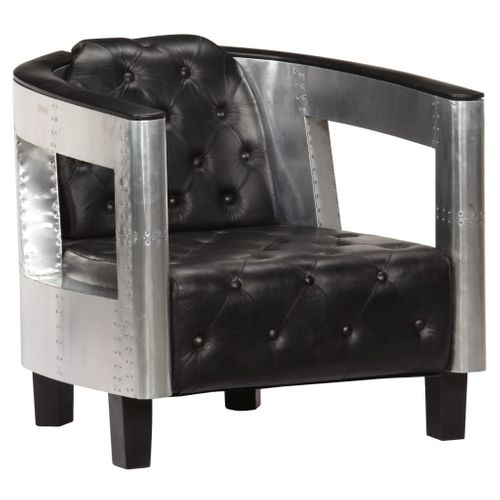 Fauteuil En Style D'aviation Noir Cuir Véritable