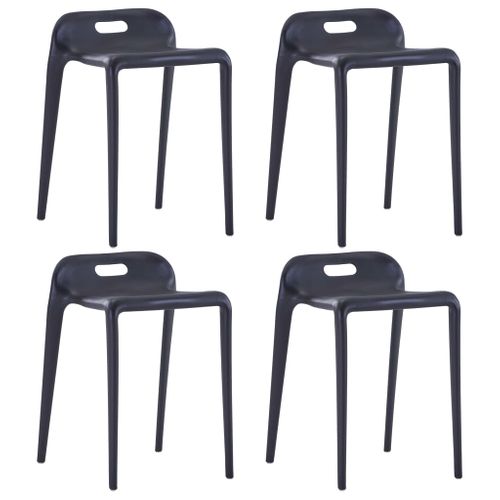Tabourets Empilables Lot De 4 Noir Plastique