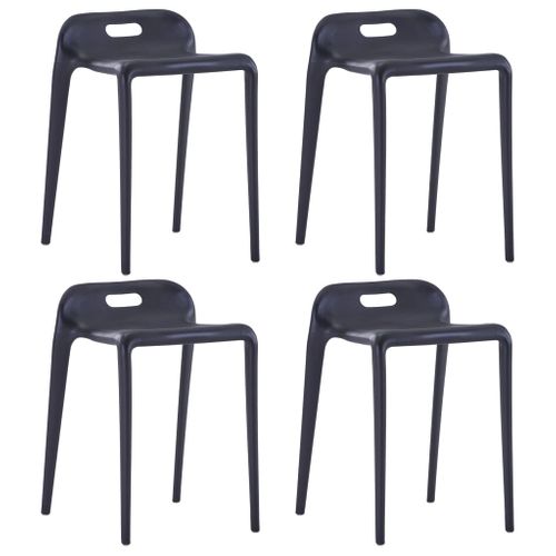 Tabourets Empilables Lot De 4 Noir Plastique