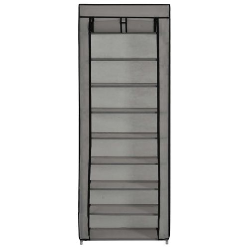 Armoire à Chaussures Avec Housse Gris 57x29x162 Cm Tissu
