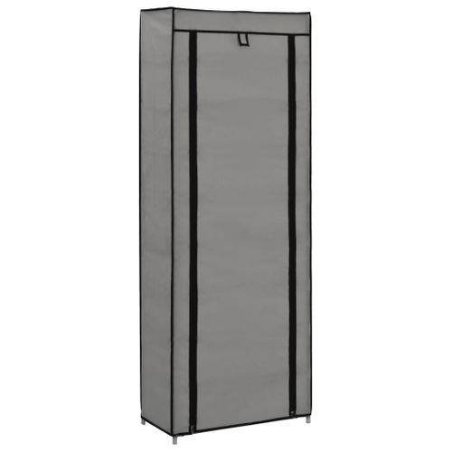 Armoire à Chaussures Avec Housse Gris 57x29x162 Cm Tissu