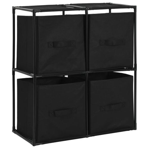 Armoire De Rangement Avec 4 Paniers Tissu Noir 63x30x71cm Acier