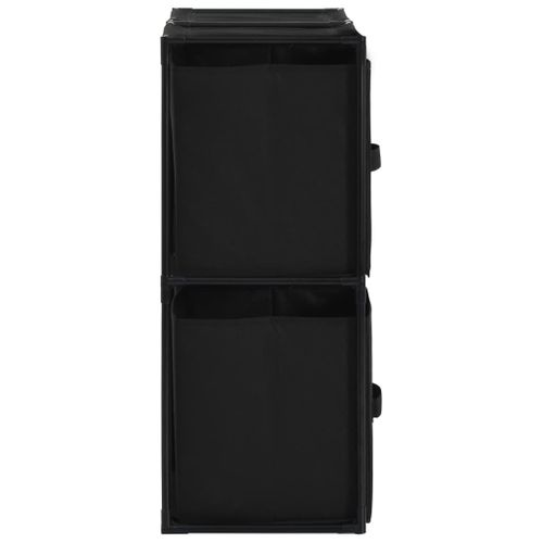 Armoire De Rangement Avec 4 Paniers Tissu Noir 63x30x71cm Acier