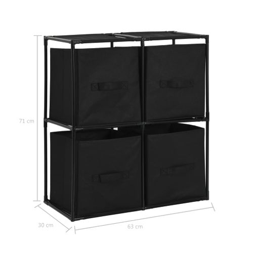 Armoire De Rangement Avec 4 Paniers Tissu Noir 63x30x71cm Acier